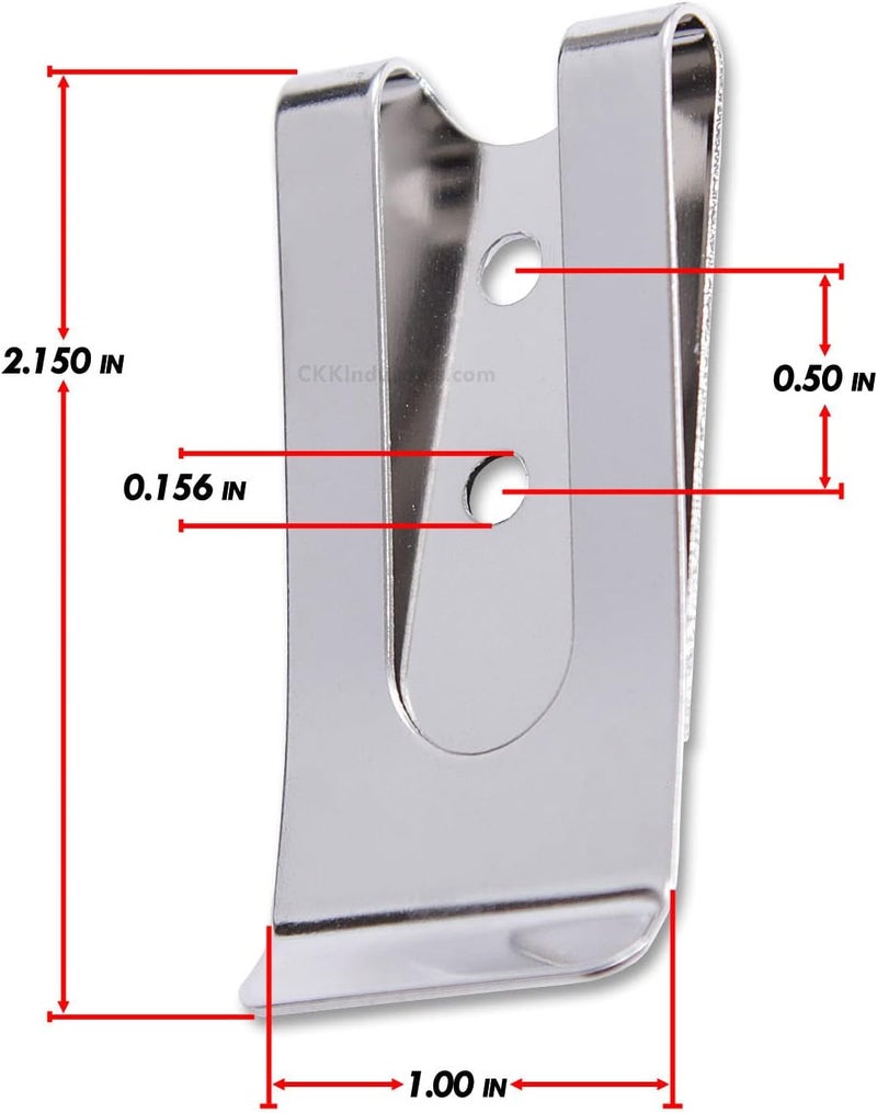 Holstex HolsterSmith Universal Metal Belt Clip - fits up to 2.0 inch Belts - Nickel & Black Finish – with Mounting Hardware - Image 4